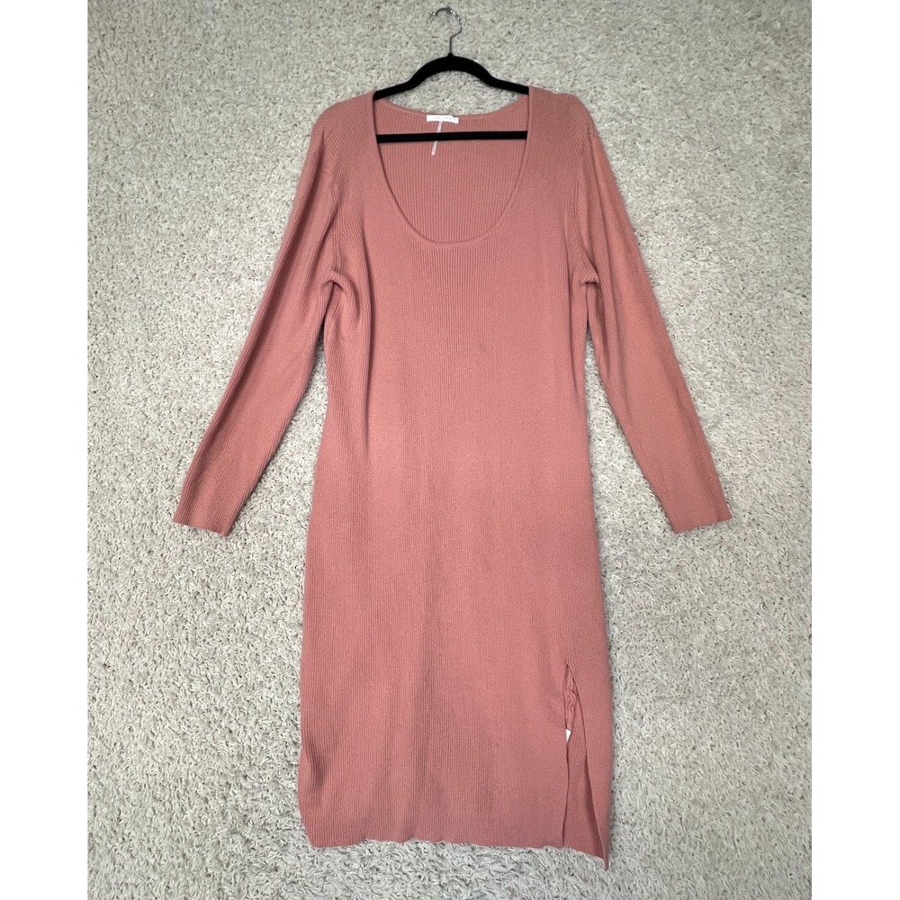 Stitch Drop Oversized Sweater Dress Womens Small Pink Ribbed Comfort Cozy